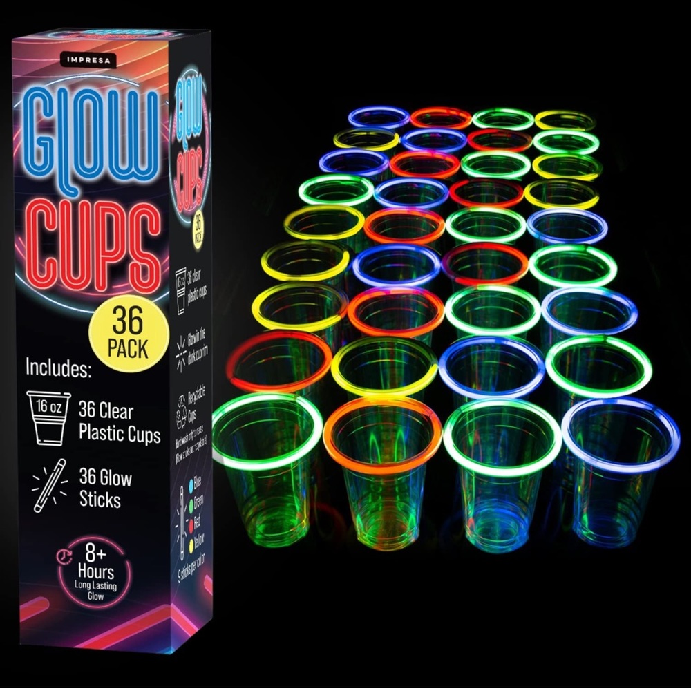 Glow Cups 36 Pack - Multicolor Party Supplies